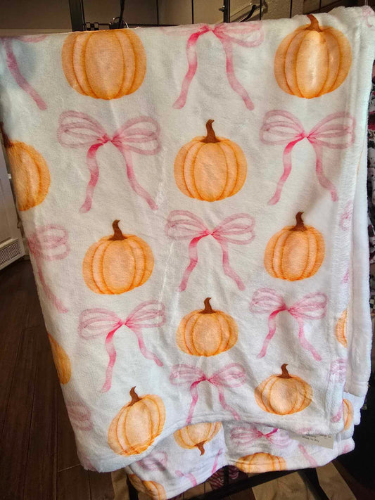 Pumpkin Bow Minky Blanket 30X40